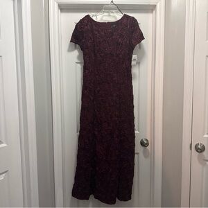 Alex Evenings Burgundy Floral Lace Maxi Dress Size 12 Mother of the Bride